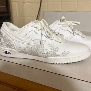 White Fila floral print sneakers